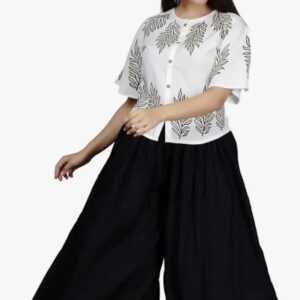 Elegent White Top & Black Plaazo