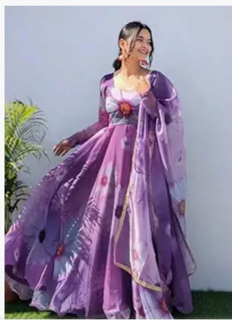 Casual Purple Long FrocK For Women - Image 2