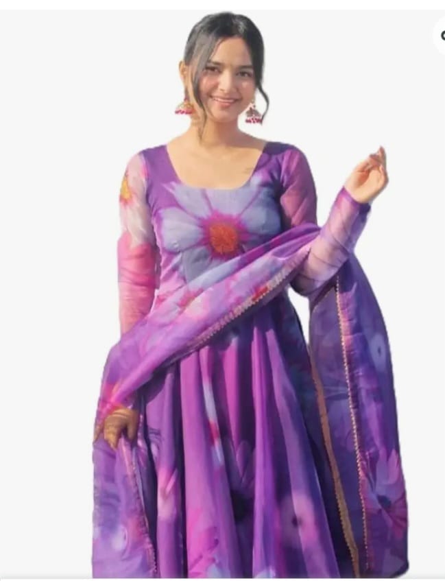 Casual Purple Long FrocK For Women - Image 3