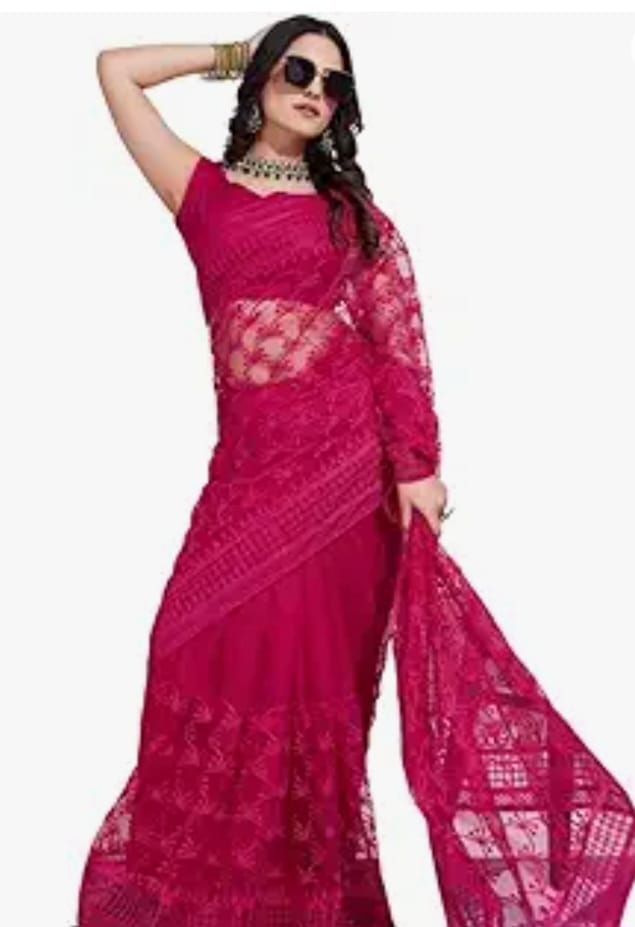 Pink Silk Saree - Image 3